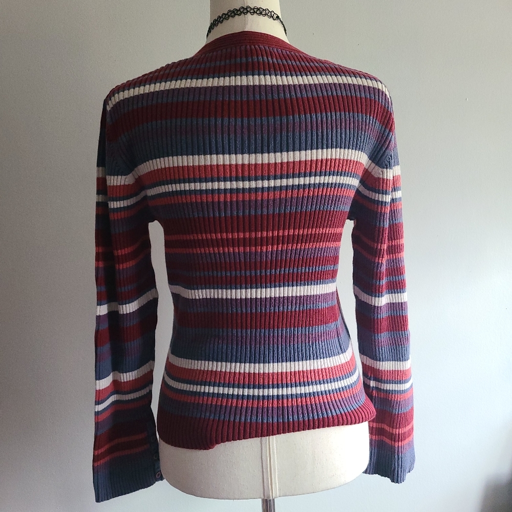 Y2k Era Ribbed Long Sleeve Top L - Picture 2 of 5